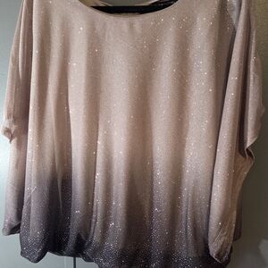 Sara Michelle Glittering Ombre Blouse - Taupe and Black